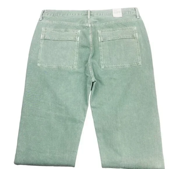 NWT AGOLDE Cooper Cargo High Rise Straight Leg Jean Sz 34 Salamander Green - Picture 13 of 16